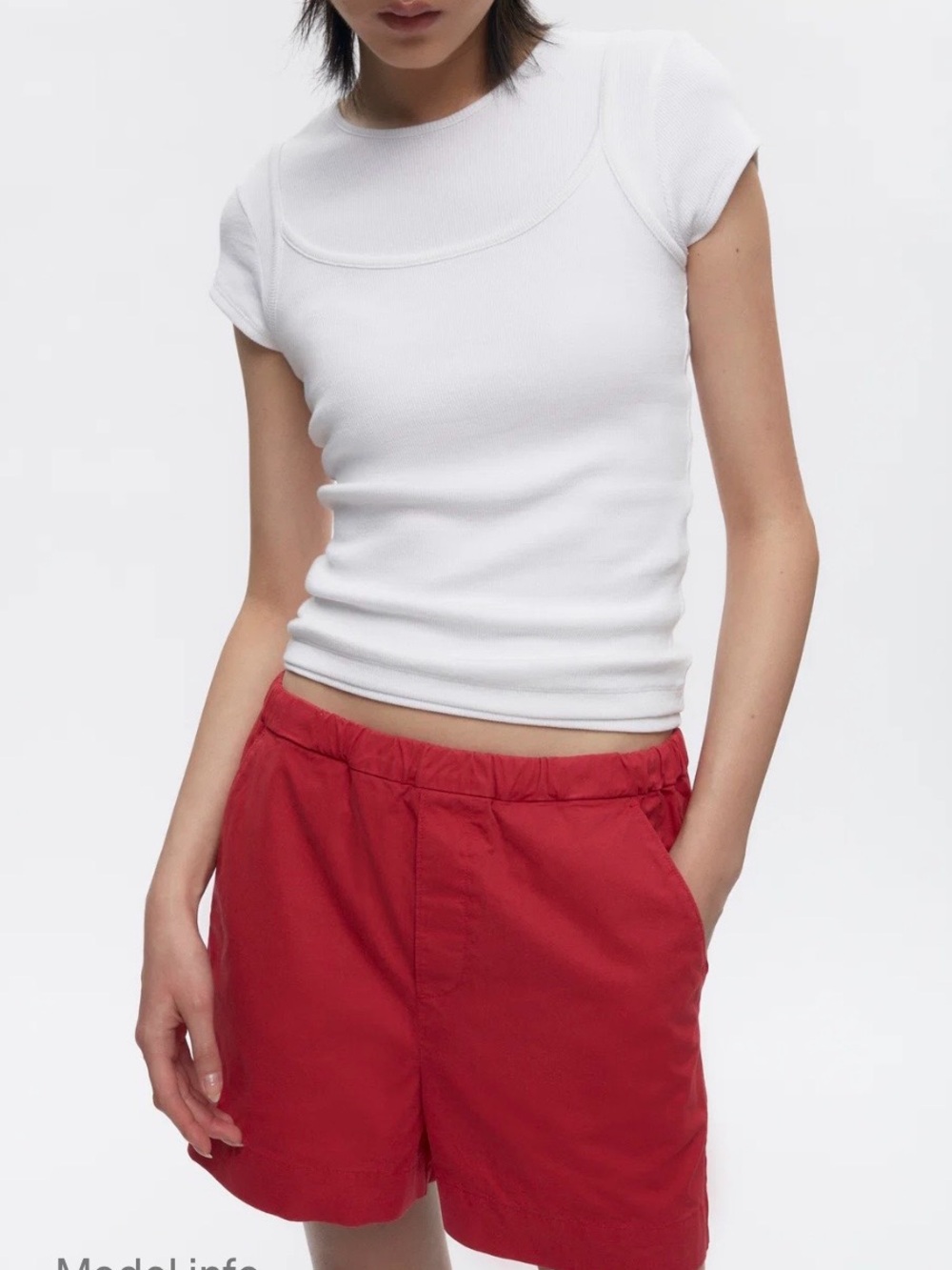 KOTN Red Elastic-Waist Bermuda Shorts